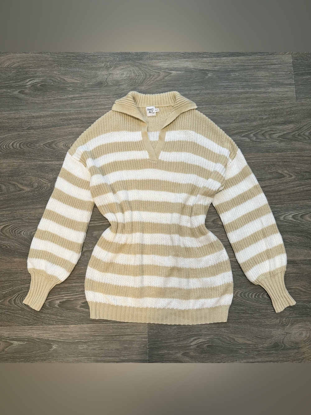 princess polly williamson striped sweater collared mini dress